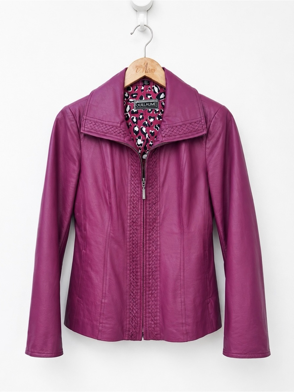 Vintage Guillaume Moto Leather Jacket - Barbiecore - Small